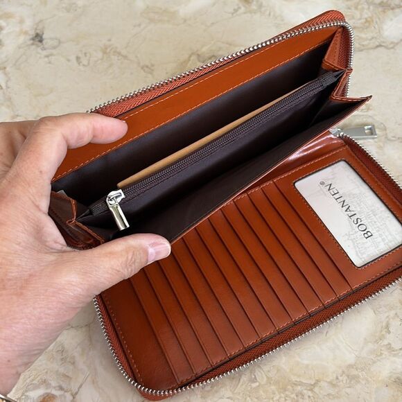 Bostanen Leather Large Zip Around RFID Wallet - Picture 11 of 13